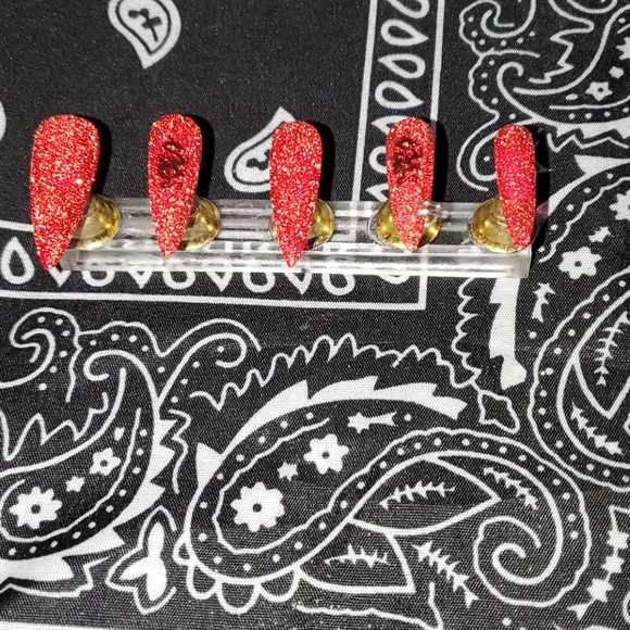 Luxury Hand Painted Red Dragon Nails - Picture 3 of 7